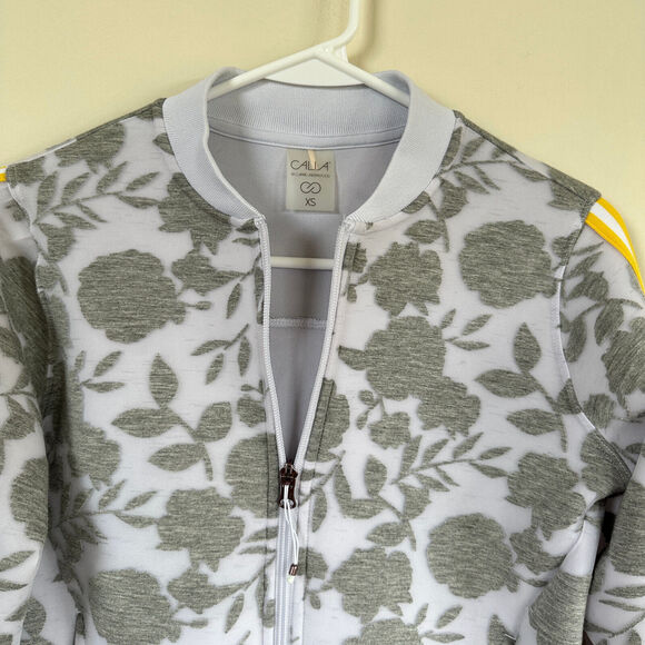 CALIA Womens Jacket XS Floral Burnout Spacer Bomber Full Zip Front Long Sleeve - Picture 4 of 11